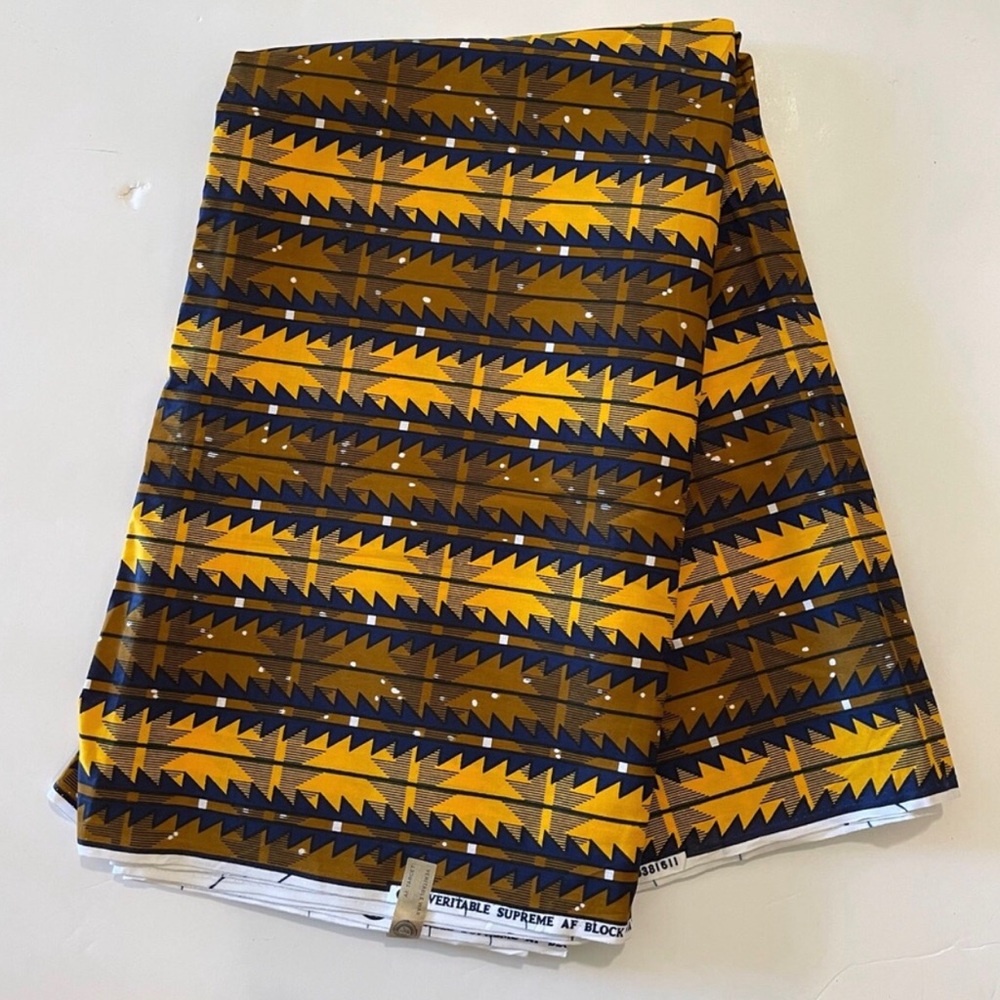 Yellow and Brown Geometric Multicolor Cotton Fabric